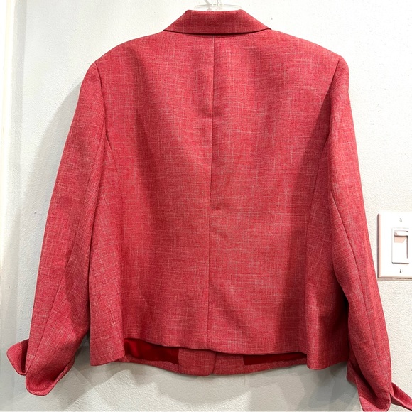 Investments Blazer Suit Jacket Fully Lined 2 Patch Pockets Linen-Look Polyester - Picture 2 of 7